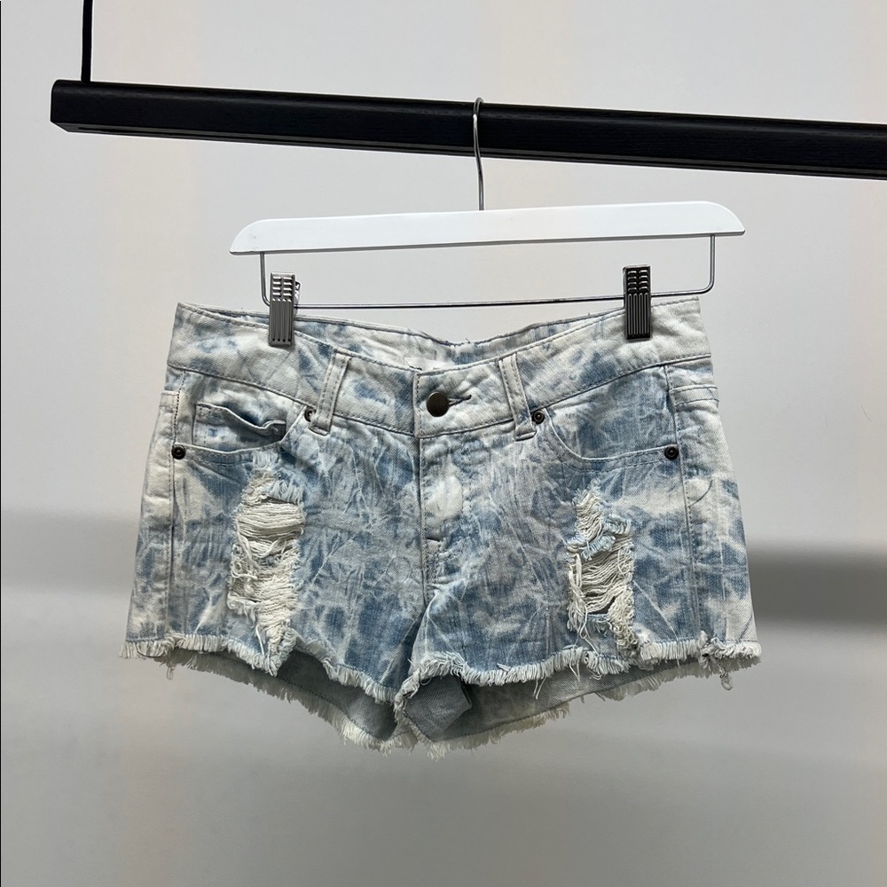 2.1 Denim Light Blue Distressed Jean Shorts